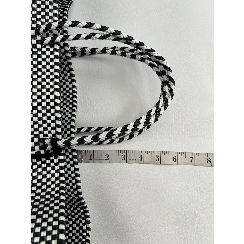 New Mexican Woven Tote Bag 12x16 Black White Market Beach Summer Resort Tassel - Picture 7 of 8